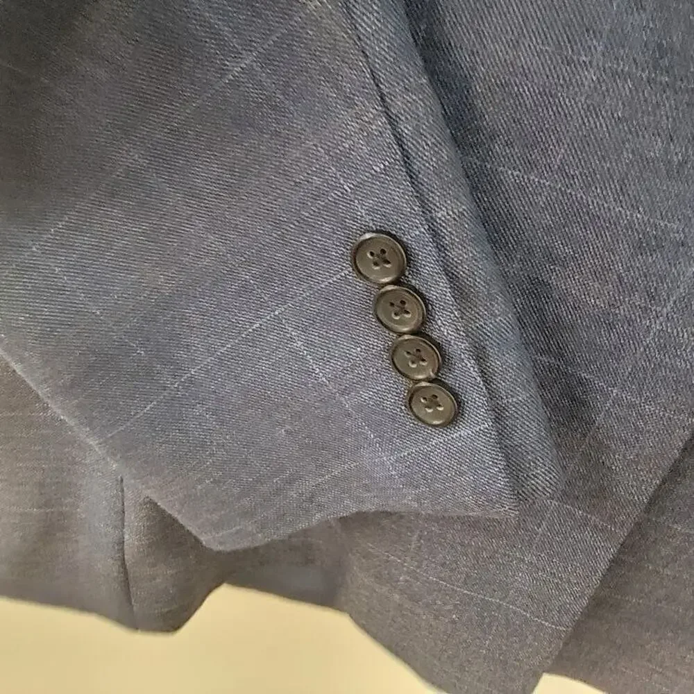 Joseph &‎ Feiss Wool Blazer Sportcoat 42R Men's Plaid Blue Two Button